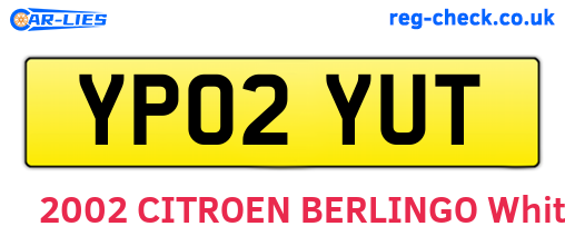 YP02YUT are the vehicle registration plates.