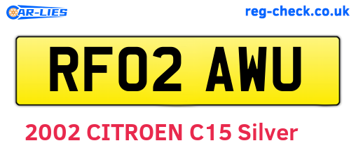 RF02AWU are the vehicle registration plates.