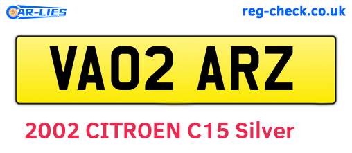 VA02ARZ are the vehicle registration plates.