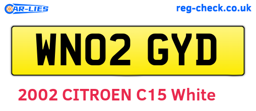 WN02GYD are the vehicle registration plates.
