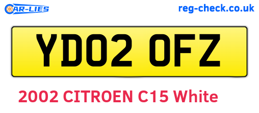 YD02OFZ are the vehicle registration plates.