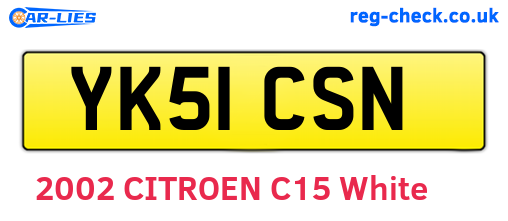 YK51CSN are the vehicle registration plates.