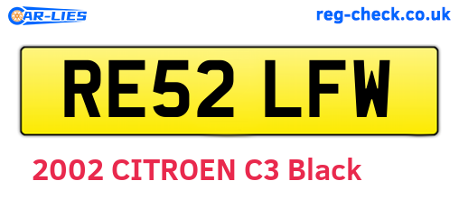 RE52LFW are the vehicle registration plates.