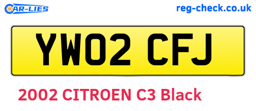 YW02CFJ are the vehicle registration plates.