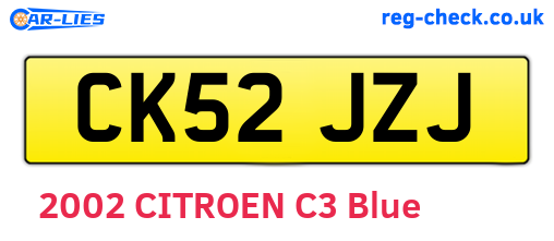 CK52JZJ are the vehicle registration plates.