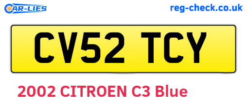 CV52TCY are the vehicle registration plates.