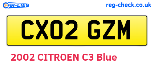 CX02GZM are the vehicle registration plates.