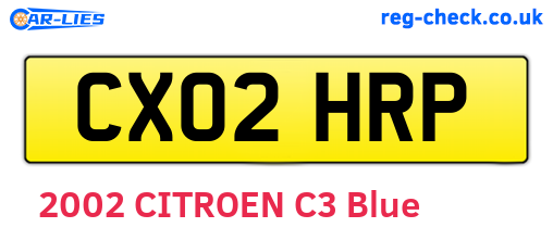 CX02HRP are the vehicle registration plates.