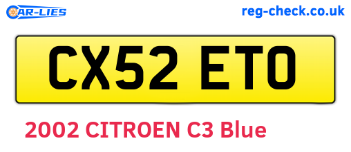 CX52ETO are the vehicle registration plates.