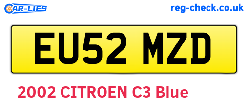 EU52MZD are the vehicle registration plates.