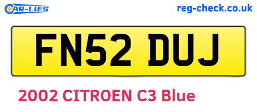 FN52DUJ are the vehicle registration plates.
