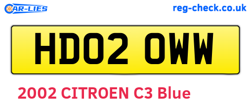 HD02OWW are the vehicle registration plates.