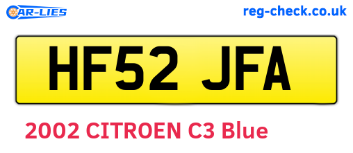 HF52JFA are the vehicle registration plates.