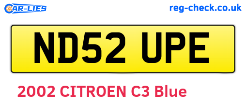 ND52UPE are the vehicle registration plates.