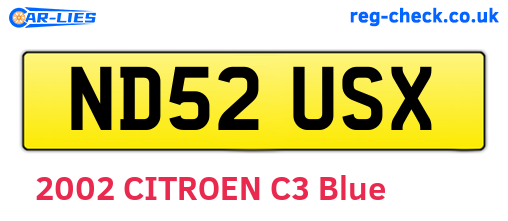 ND52USX are the vehicle registration plates.