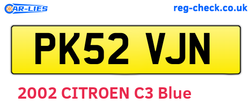 PK52VJN are the vehicle registration plates.