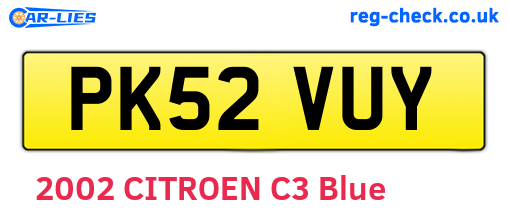 PK52VUY are the vehicle registration plates.