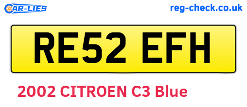RE52EFH are the vehicle registration plates.
