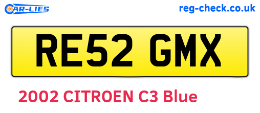RE52GMX are the vehicle registration plates.