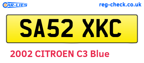 SA52XKC are the vehicle registration plates.