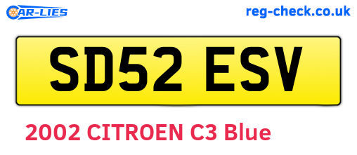 SD52ESV are the vehicle registration plates.