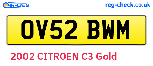 OV52BWM are the vehicle registration plates.