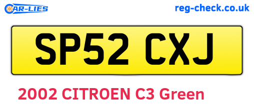 SP52CXJ are the vehicle registration plates.