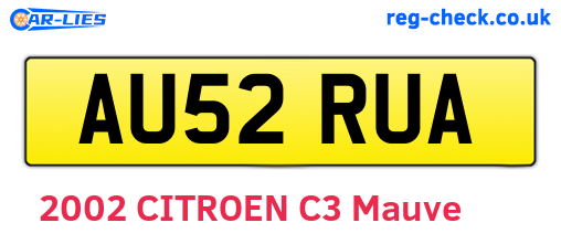 AU52RUA are the vehicle registration plates.
