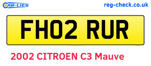 FH02RUR are the vehicle registration plates.
