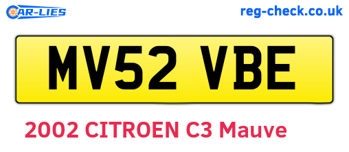 MV52VBE are the vehicle registration plates.