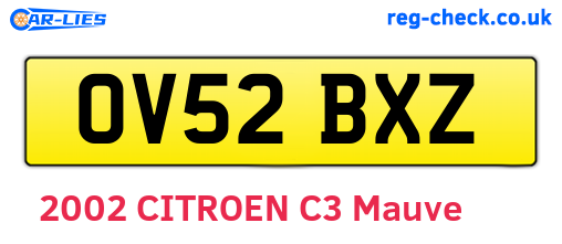 OV52BXZ are the vehicle registration plates.