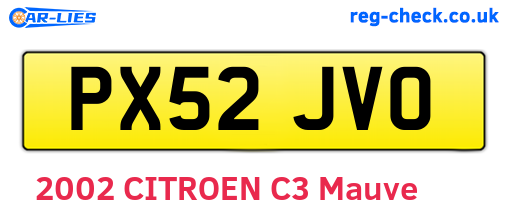 PX52JVO are the vehicle registration plates.