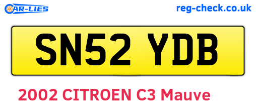 SN52YDB are the vehicle registration plates.