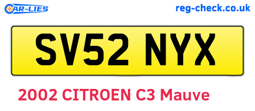 SV52NYX are the vehicle registration plates.