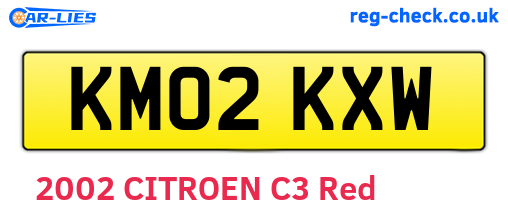 KM02KXW are the vehicle registration plates.