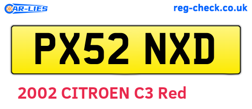 PX52NXD are the vehicle registration plates.