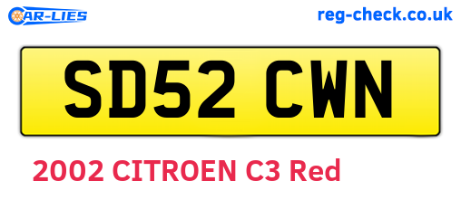 SD52CWN are the vehicle registration plates.