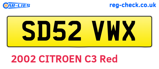 SD52VWX are the vehicle registration plates.