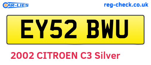 EY52BWU are the vehicle registration plates.