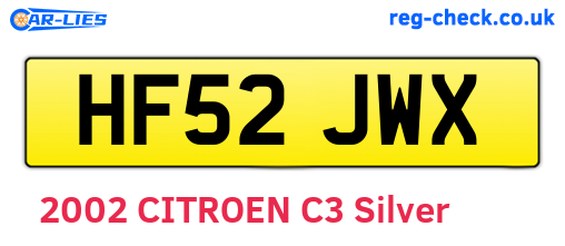 HF52JWX are the vehicle registration plates.
