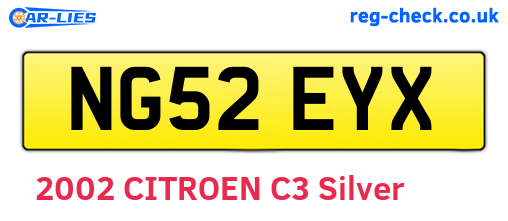 NG52EYX are the vehicle registration plates.