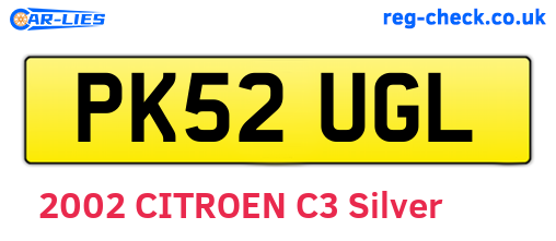 PK52UGL are the vehicle registration plates.