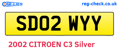 SD02WYY are the vehicle registration plates.