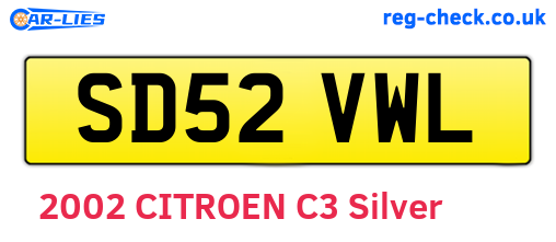 SD52VWL are the vehicle registration plates.