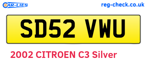 SD52VWU are the vehicle registration plates.