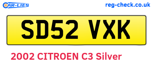 SD52VXK are the vehicle registration plates.