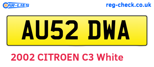 AU52DWA are the vehicle registration plates.