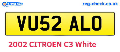 VU52ALO are the vehicle registration plates.