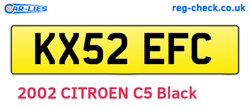 KX52EFC are the vehicle registration plates.