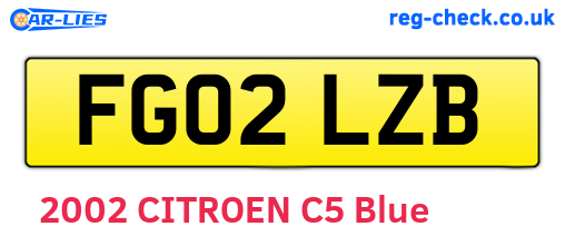 FG02LZB are the vehicle registration plates.